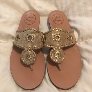 Jack Rogers Capri Etched Sandals in Platinum